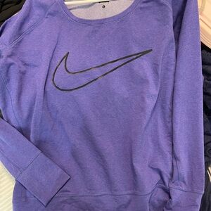 Nike Purple Crew Neck Sweater with Black Swoosh